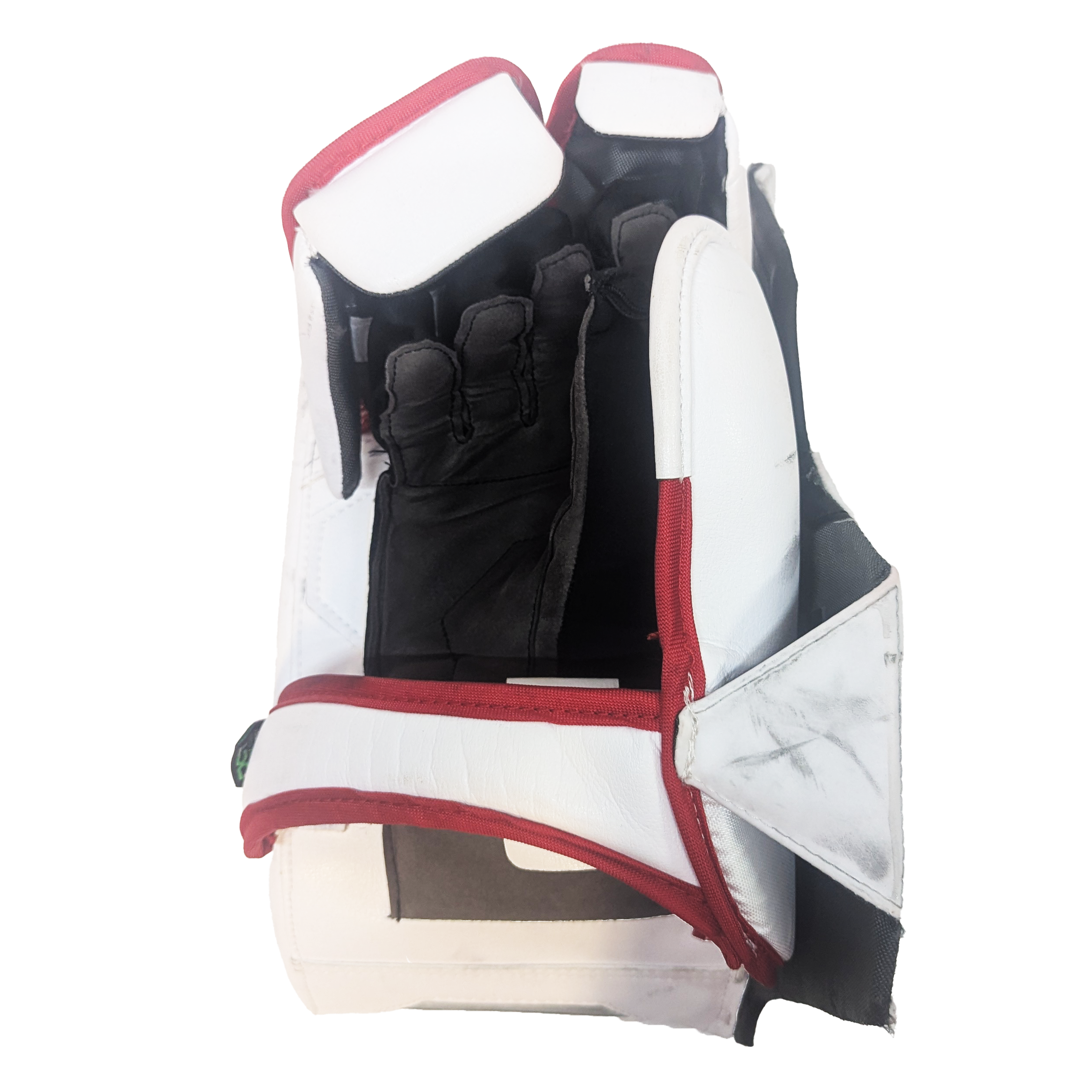 Bauer Vapor Hyperlite 2 - NCAA Used Pro Stock Goalie Blocker (White/Red)